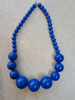 Retro stijl bolletjes halsketting blauw, Handtassen en Accessoires, Ophalen, Gebruikt, Blauw, Overige materialen