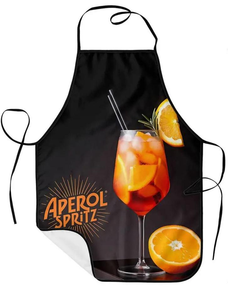 Keukenschort vintage Aperol Spritz - one size 72 op 52 cm, Huis en Inrichting, Keuken | Textiel, Zo goed als nieuw, Schort, Zwart