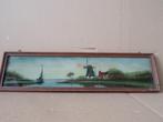 Curiosa schilderij geschilderd achter glas 34x10 Tramp art, Antiek en Kunst, Ophalen of Verzenden
