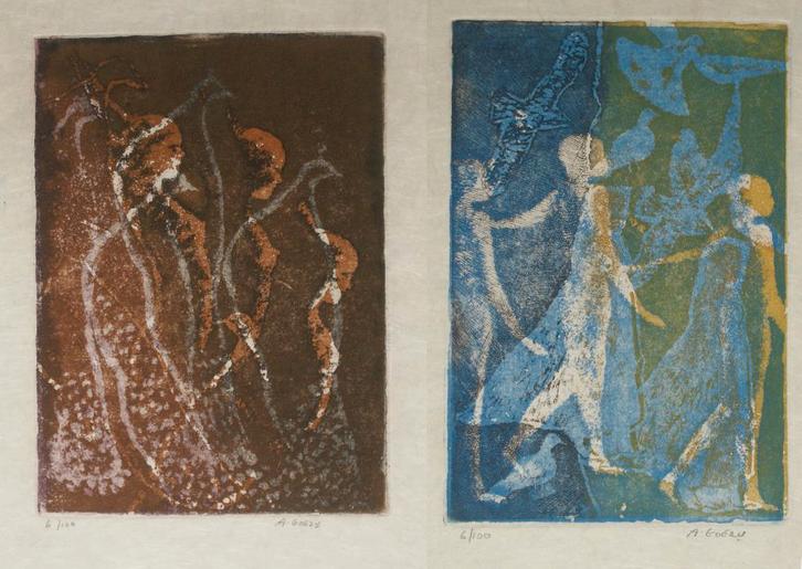 Andre Goezu (1939): 2 kleuretsen 6/100, Antiquités & Art, Art | Eaux-fortes & Gravures, Enlèvement ou Envoi