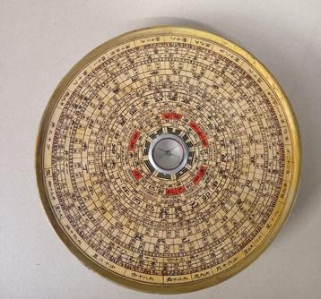 boussole Chinoise - Feng Shui Luo Pan - bois  doré 19 ème S, Enlèvement ou Envoi