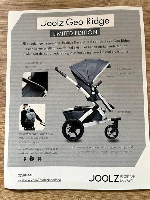Joolz Geo Ridge duo buggy + heel veel toebehoren, Kinderen en Baby's, Buggy's, Gebruikt, Overige merken, Duomodel, Regenhoes, Verstelbare rugleuning