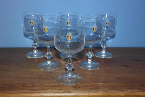 6 glazen voor het aperitief met de Belgische vlag, Verzamelen, Glas en Drinkglazen, Gebruikt, Overige typen, Ophalen of Verzenden