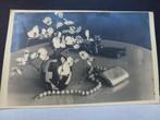 oude prentkaart foto bloemen afgestempeld met zegel 1937, Verzamelen, Postkaarten | Themakaarten, Verzenden, 1920 tot 1940, Gelopen