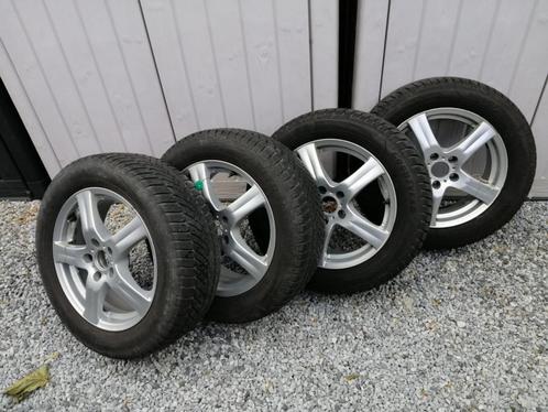 4 winterbanden op aluminium velgen, Auto-onderdelen, Banden en Velgen, Banden en Velgen, Winterbanden, 16 inch, 215 mm, Personenwagen