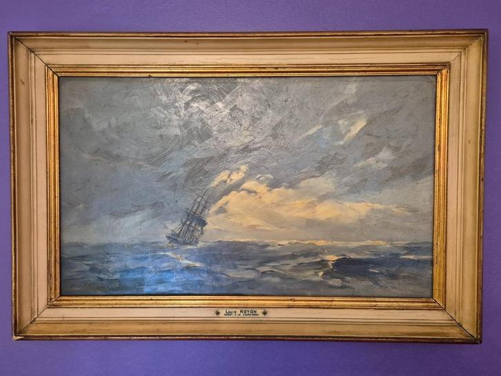 Tableau “Fuyant à la cape” – Louis Royon (1952), Antiek en Kunst, Kunst | Schilderijen | Klassiek, Ophalen