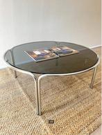 Space Age Salontafel - Rookglas - Bauhaus - Jaren 70 - Retro, Huis en Inrichting, Gebruikt, 50 tot 100 cm, Rond, 50 tot 100 cm