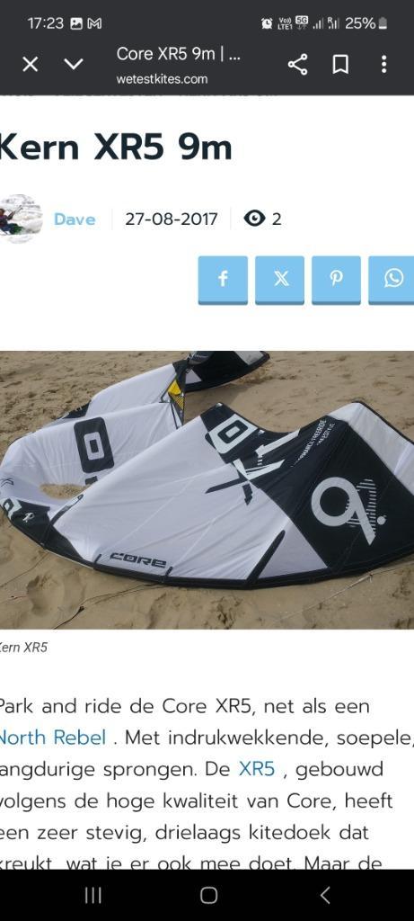 Kite core 7m 9m xr5 type 15 x gebruikt, Hobby en Vrije tijd, Overige Hobby en Vrije tijd, Ophalen of Verzenden