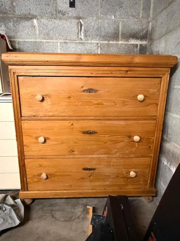 Commode en pin massif 3 tiroirs – style rustique/vintage beschikbaar voor biedingen