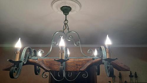 Grote luster hanglamp antiek paarden juk, Huis en Inrichting, Lampen | Kroonluchters, Zo goed als nieuw, Ophalen