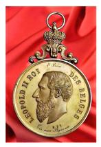 Brons ~ Medaille met kroon 🥉 Leopold II Koning der Belgen, Ophalen of Verzenden, Brons