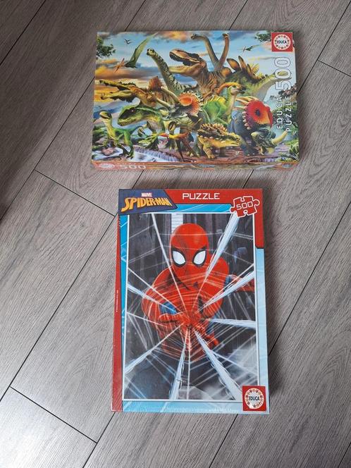 Puzzel spiderman (500 stuks) en puzzel Dino's (500 stuks), Kinderen en Baby's, Speelgoed | Kinderpuzzels, Nieuw, Ophalen of Verzenden