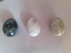 3 marmeren eieren, Marmeren decoratie, Gebruikt, Ophalen of Verzenden
