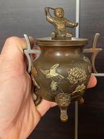 Japanse brons wierookpot, met deksel 19e, Antiek en Kunst, Kunst | Niet-Westerse kunst
