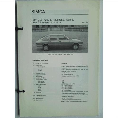 Simca 1307 1308 Vraagbaak losbladig 1975-1978 #1 Nederlands, Boeken, Auto's | Boeken, Gelezen, Ophalen of Verzenden