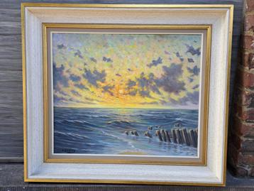 huile sur toile couche de soleil signe a debry beschikbaar voor biedingen