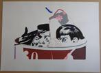 OCTAVE LANDUYT / TYPISCHE FIGURATIE / KLEURZEEFDRUK 56x78cm, Antiek en Kunst, Kunst | Litho's en Zeefdrukken, Ophalen of Verzenden