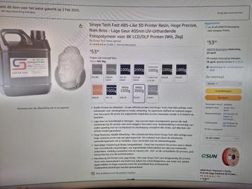 Résine d'imprimante 3D Syria Tech Fast White 2L, Enlèvement, Neuf
