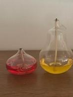 2 jolies lampes à huile (verre) - convexe / or / poire, Or, Enlèvement