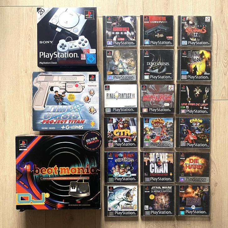 Playstation Classic Miniconsole + games + accessoires, Games en Spelcomputers, Games | Sony PlayStation 1, Zo goed als nieuw, Ophalen of Verzenden