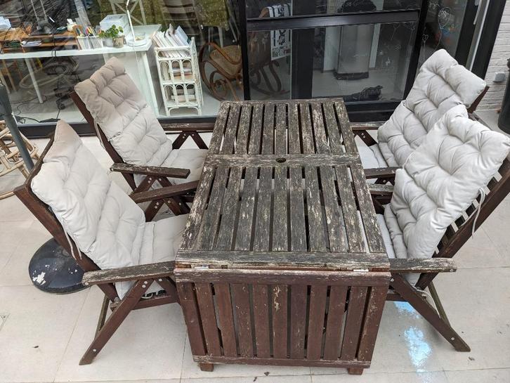 Ikea Applarö tafel en stoelen tuin, Tuin en Terras, Tuintafels, Gebruikt, Rechthoekig, Hout, Ophalen