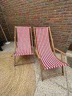 Chaise de plage rétro (2 pièces), Jardin & Terrasse, Enlèvement, Comme neuf, Bois, Ajustable