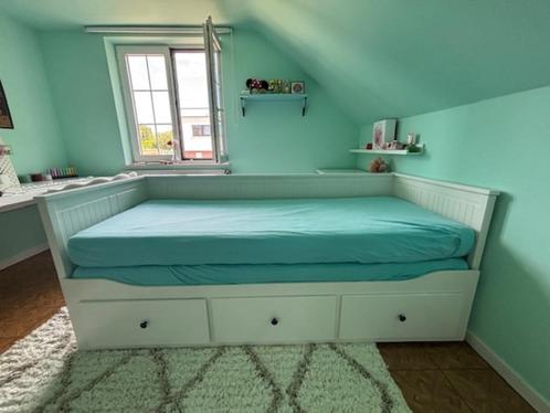 IKEA HEMNES bedbank + 2 matrassen + topmatras, Huis en Inrichting, Slaapkamer | Bedden, Zo goed als nieuw, Tweepersoons, 160 cm