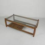 Scandinavische salontafel met glazen blad, jaren '60, Antiek en Kunst, Ophalen of Verzenden