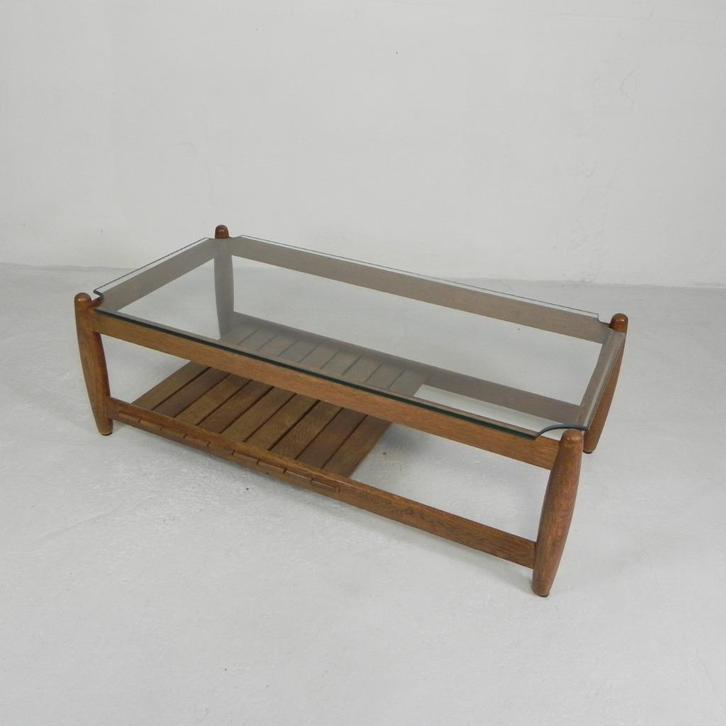 Scandinavische salontafel met glazen blad, jaren '60, Antiek en Kunst, Antiek | Meubels | Tafels, Ophalen of Verzenden