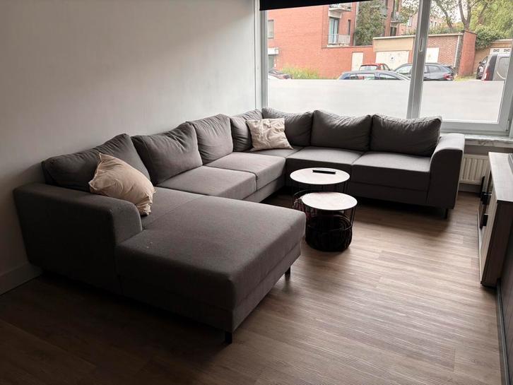 Zetel in U vorm grijs, Huis en Inrichting, Zetels | Complete zithoeken, Zo goed als nieuw, Ophalen