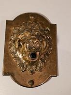 antieke messing deurbel met leeuwenkop., Ophalen of Verzenden