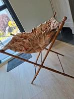 Panier à couture,  pieds bambou. Années 50. Tissu d'origine, Ophalen