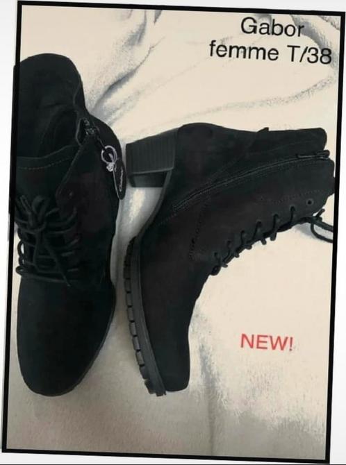Bottines Gabor en daim noir, modèle femme T/38., Kleding | Dames, Schoenen, Nieuw, Lage of Enkellaarzen, Zwart, Verzenden