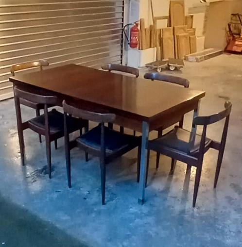 Alfred Hendrickx Vintage tafel en stoelen voor Belform, Antiek en Kunst, Antiek | Meubels | Tafels