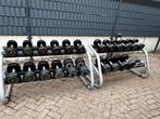 Dumbells 12kg t/m 38kg + 2 Technogym Opbergrekken, Enlèvement, Utilisé, Haltère