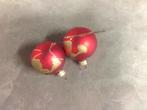 2 rode kerstballen met glitter, Diversen, Ophalen of Verzenden, Zo goed als nieuw