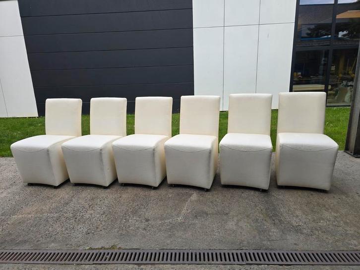 Eetkamerstoelen op wielen, Huis en Inrichting, Stoelen, Gebruikt, Vijf, Zes of meer stoelen, Wit, Ophalen