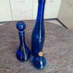 Rotan zetel en blauwe glazen vazen, Ophalen, Zo goed als nieuw