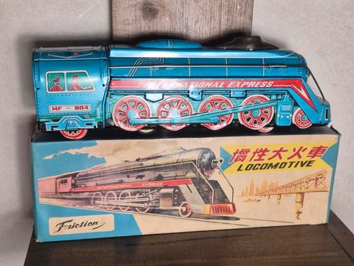 Oude blikken speelgoed locomotief trein in doos., Antiek en Kunst, Antiek | Speelgoed, Ophalen of Verzenden