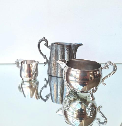 Lot oude melkkannetjes/creamers verzilverd, Antiek en Kunst, Antiek | Servies compleet, Ophalen of Verzenden