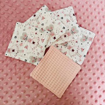 Set van 5 babydoekjes „dancing mouse” - handgemaakt  beschikbaar voor biedingen