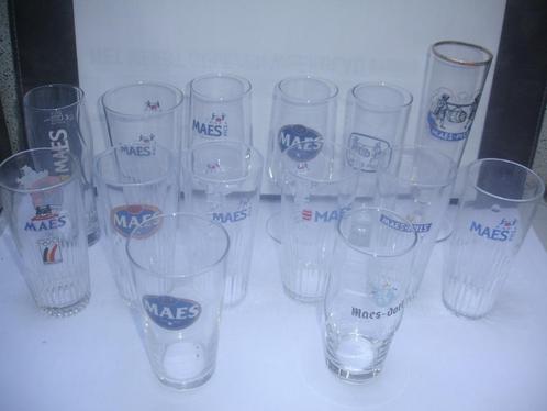 14 verschillende bierglazen van Maes Pils voor € 7,00, Verzamelen, Biermerken, Zo goed als nieuw, Glas of Glazen, Overige merken