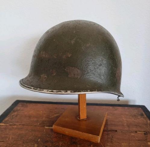 US WW2 M1 Helmet Front Seam + Number/name, Verzamelen, Militaria | Tweede Wereldoorlog, Landmacht, Helm of Baret, Ophalen of Verzenden