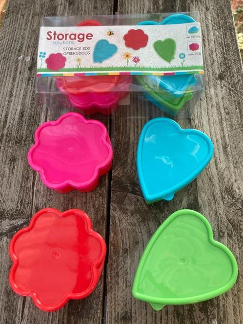 OPBERGDOOSJES, LUNCHEBOX, BEWAARBOX BLOEMEN HARTEN 4 DLG, Kinderen en Baby's, Kinderspulletjes, Nieuw, Ophalen of Verzenden