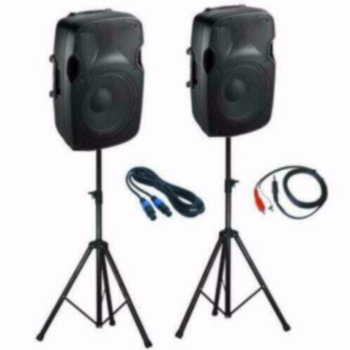 Actieve 15 inch Speakers Incl Statieven en kabels 1200 Watt, Audio, Tv en Foto, Luidsprekerboxen, Nieuw, 120 watt of meer, Overige merken