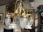 Art nouveau  kroonluster verguld brons, Ophalen, Brons