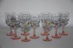 Vintage luminarc france 7 wijn + 2 aperitief glaasjes rosé, Huis en Inrichting, Ophalen of Verzenden, Gebruikt, Glas, Glas of Glazen