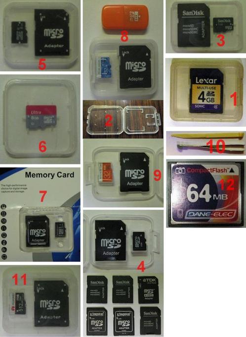 Lot de carte SD, Audio, Tv en Foto, Foto | Geheugenkaarten, Gebruikt, SD, 2 GB, Smartphone, Ophalen of Verzenden