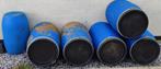 Blauwe tonnen, blauwe vaten, 220l, 150 liter of meer, Ophalen, Gebruikt, Kunststof