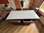 Glazen eettafel met 6 stoelen, Huis en Inrichting, Tafels | Eettafels, Ophalen, Gebruikt, 100 tot 150 cm, Vijf personen of meer